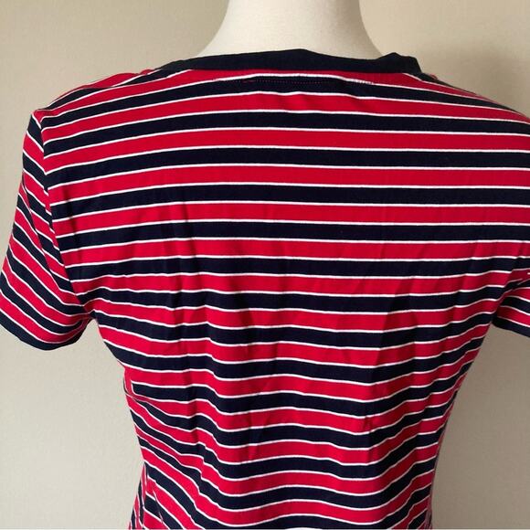 Tommy Hilfiger Striped V Neck Red Navy T Shirt Dress Size S - Picture 3 of 6